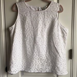 Boden White Lace Lined Sleeveless Blouse